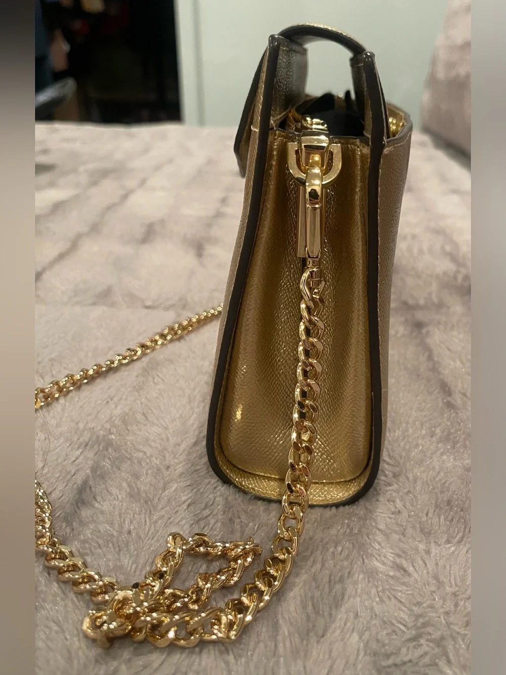 Michael Kors Gold Metallic Envelope Crossbody Bag